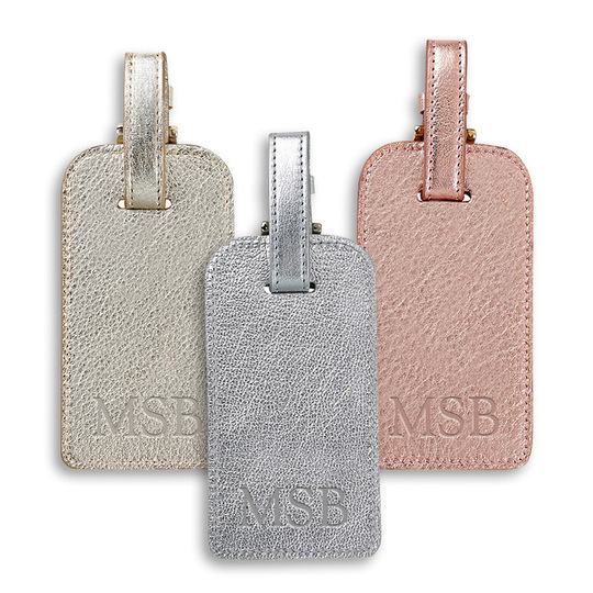 Personalized Metallic Leather Luggage Tags